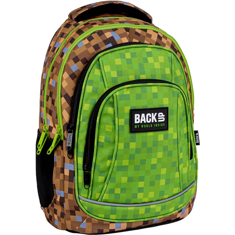 DERFORM Školní batoh Minecraft Pixels II ergonomický 42cm zelený