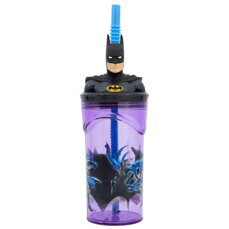 STOR Plastový kelímek Batman / hrnek Batman 3D s brčkem 360 ml
