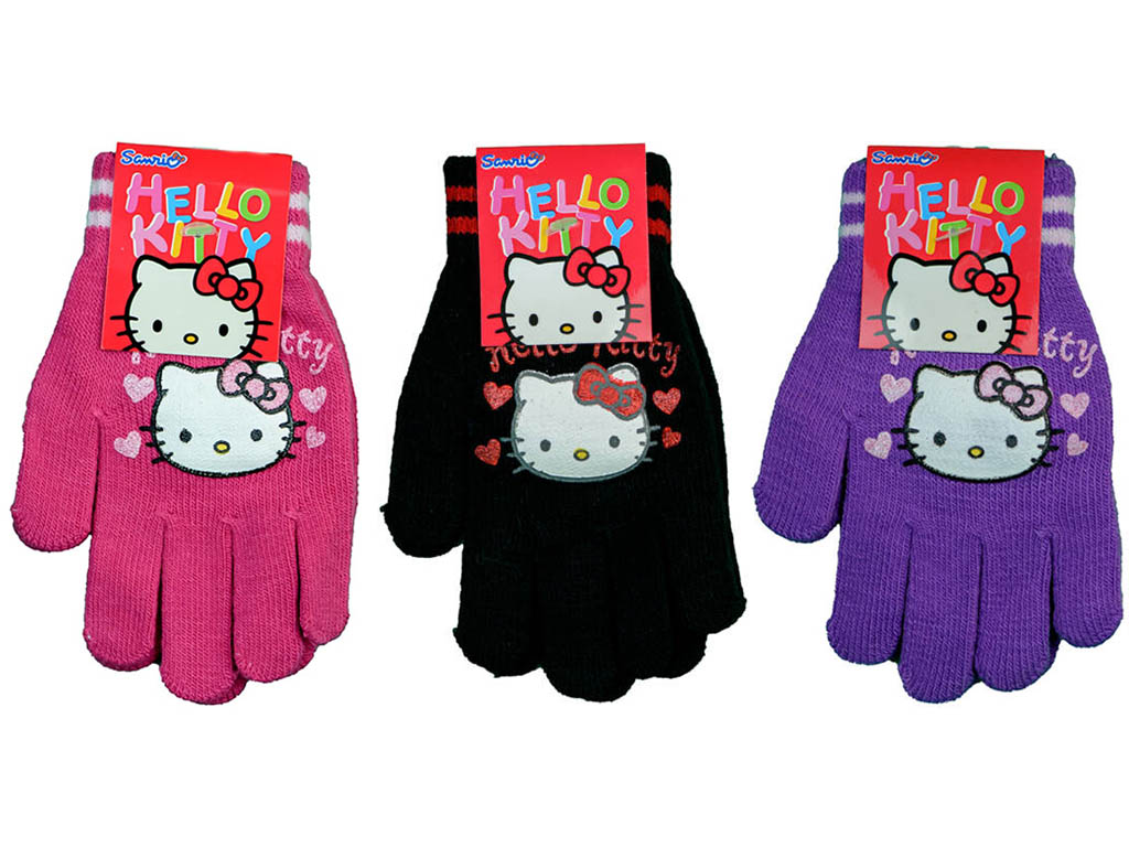 SUN CITY Dětské rukavice Hello Kitty třpytivé Barva: ČERNÁ