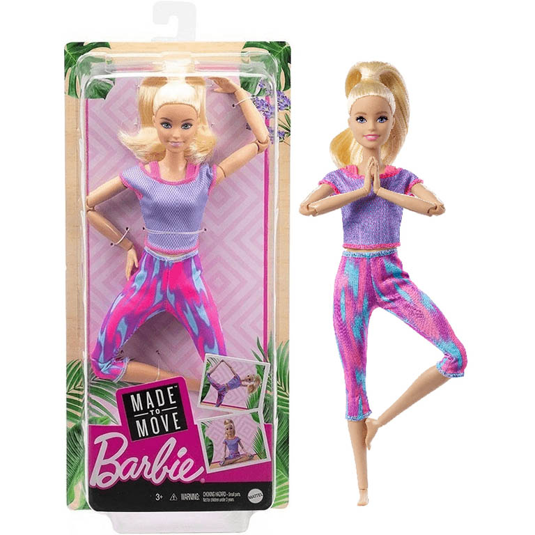 MATTEL Barbie Made to move Blondýnka ve fialovém topu 29cm