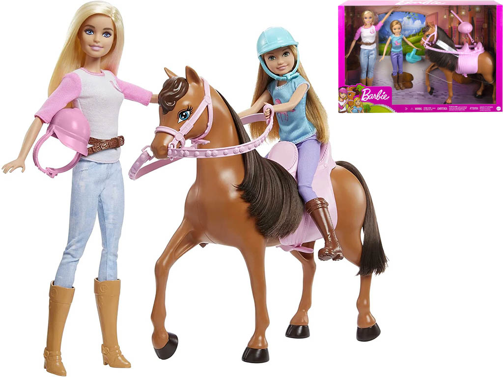 MATTEL Barbie a Stacie s koněm hrací sada