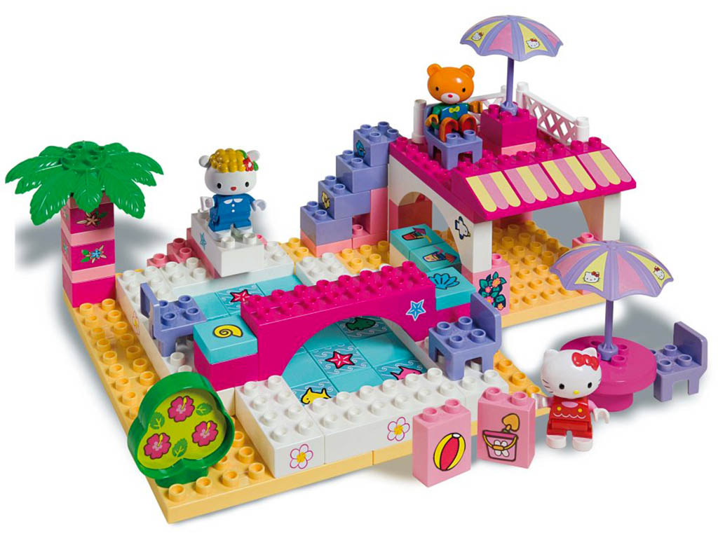 Unico Plus stavebnice Hello Kitty u bazénu kompatibilní 87 dílů - kosmetické poškození obalu