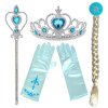 Sada Frozen 4ks / set Frozen Elsa 4ks - čelenka, hůlka, rukavice, cop - tyrkysové rukavice