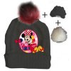 Dětský zimní kulich Minnie Mouse – vyměnitelné bambule, černý