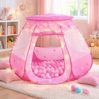 🎀 Růžový svět plný radosti 🎈 Hrací stan s 100 míčky vytvoří dětem bezpečné místo pro hru, schovávání i odpočinek 💕 Ideální...