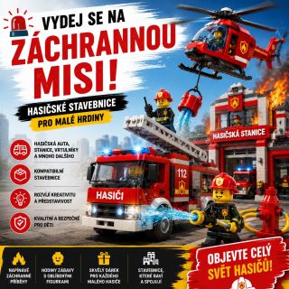 🚒 Malí hrdinové, velká dobrodružství! 🔥👨‍🚒 Hasičská auta, stanice i záchranné vrtulníky pro malé fanoušky akčních...