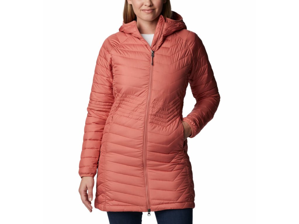 Columbia Powder Lite Mid Jacket 174831 Dámska Bunda s Kapucňou (Color Dark Coral, INT XXL)