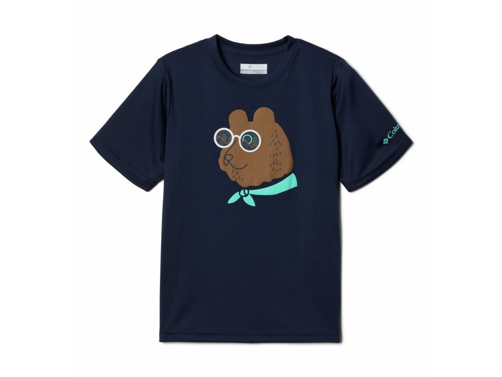 Columbia Grizzly Ridge™ SS Graphic Shirt 198969 Chlapčenské Tričko (Color Collegiate Navy Bearly Shades, Dĺžka v palcoch 32", INT XXS)