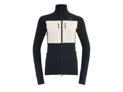 Devold Egga Grid Merino Dámska Úpletová Bunda - Ink, Offwhite