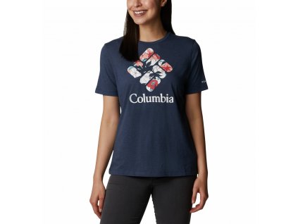 Columbia Bluebird Day™ Relaxed Crew Neck 1934002 Dámske Tričko Krátky Rukáv (Color Coral Reef Heather, Lakeshore Flora, INT XXL)