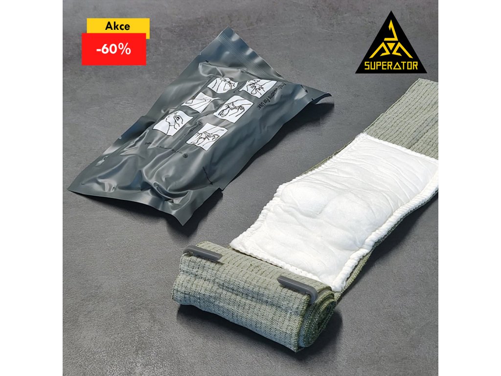15x18 Izraelský tlakový obvaz. Datum výroby uvedeno na obalu, expirace 5 let. Kvalitní obinadlo, sterilizováno, vakuově baleno, certifikát CE. Velikost polštářku 15 x 18 cm / 6 inches. Zdravotnické vybavení, lékařský materiál.