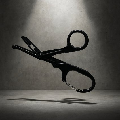 Trauma nůžky 19 cm s karabinou – nerez, zaoblené hroty, EDC/IFAK