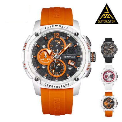 Sportovní hodinky 3 ATM s chronografem a datem oranžová