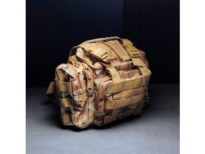 Prostorná ledvinka / taktická brašna přes rameno. Voděodolný nylon. Range bag - taška na střelnici. Vysoce kvalitní pouzdro na krátkou zbraň a zásobníky. EDC lekarnička na IFAK. Molle Suchý zip, velcro.