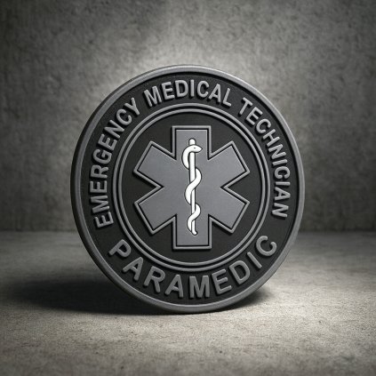 EMT / Paramedic nášivka Star of Life – zdravotnický záchranář, PVC na suchý zip, půměr 8cm