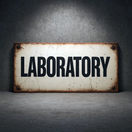 Retro dřevěná cedule LABORATORY – WW2 / Call of Duty dekorace, 19,5×9,5 cm