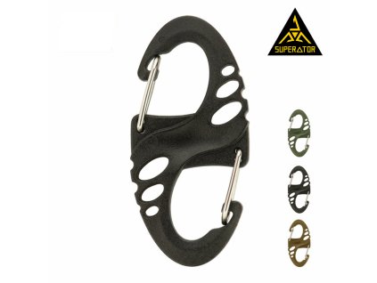 Taktická dvoj karabina S-Hook plast. Plastové karabiny slouží k uchycení například výstroje.