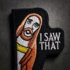 Ježíš to viděl – humorná morale nášivka na suchý zip Velcro 4×8 cm detail