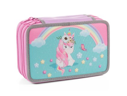 Školní penál třípatrový Rainbow Unicorn