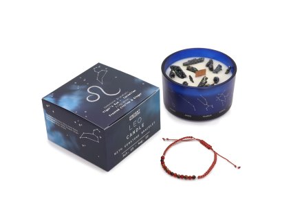 Sviečka s kryštáľom a náramkom z drahokamov - Lev