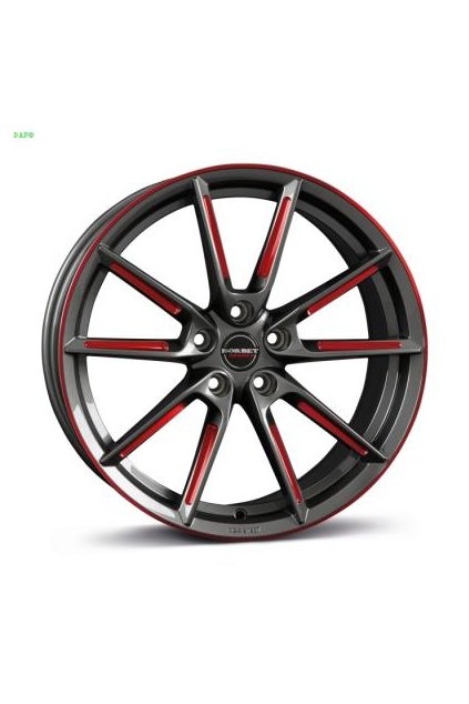 Disk Borbet LX 8x19 ET50 5x114.3 graphite spoke rim red polishe