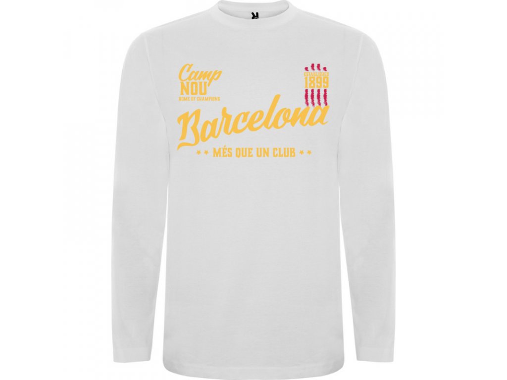 Pánske tričko dlhý rukáv Barcelona, biele
