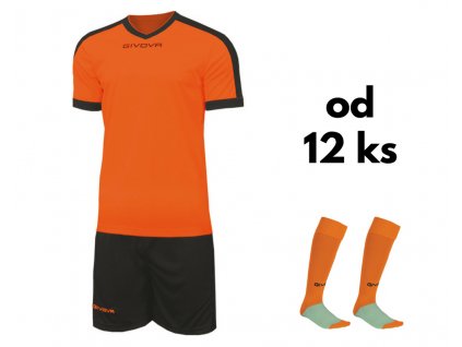 Futbalová sada Givova revolution pre celé mužstvo, od 12 ks, oranžová / čierna