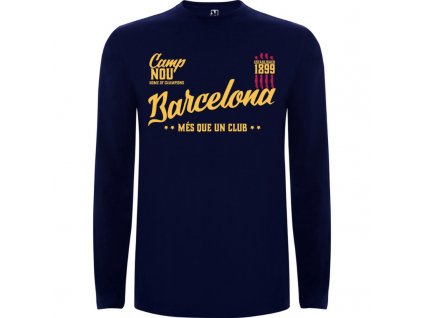 Pánske tričko dlhý rukáv Barcelona, tmavo modré