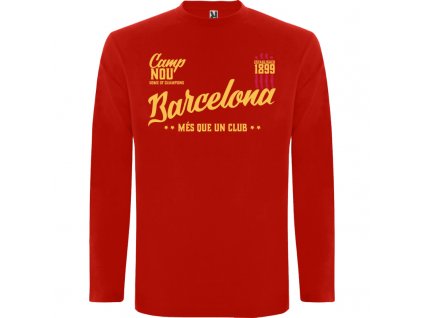 Pánske tričko dlhý rukáv Barcelona, červené