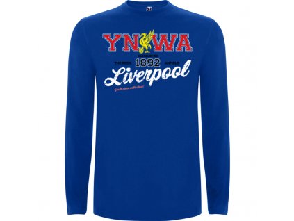 Pánske tričko dlhý rukáv Liverpool YNWA, kráľovsky modré