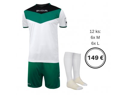 12 ks Futbalová sada Givova Kit Campo čierna/ zelená, 6xM + 6xL