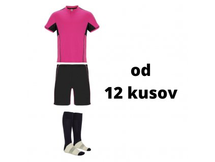 Futbalová sada pre mužstvo Boca ( dres + šortky + štucne ), ružová / čierna, od 12 kusov