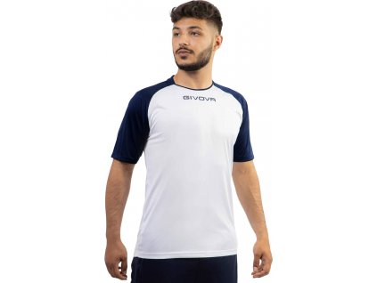 Pánsky futbalový dres Givova Capo Interlock bielo-modrý MAC03 0304