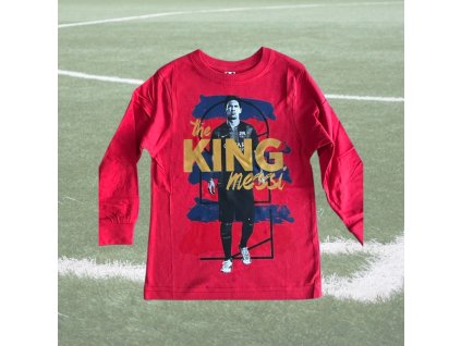 Detské tričko s dlhým rukávom King Messi, červená, veľkosť 3/4 roky