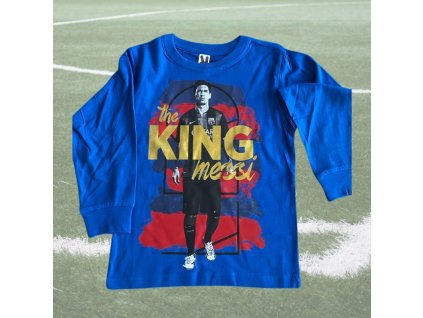Detské tričko s dlhým rukávom King Messi, modrá, veľkosť 3/4 roky