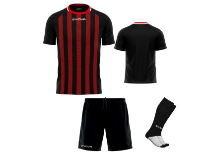 Futbalová sada Givova Kit Tratto pre celé mužstvo, od 12 ks, čierna/ červená