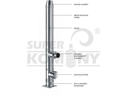Nerezový komínový systém ICS 25, DN 180, výška 8 bm