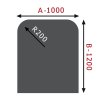 Sklo pod kamna - FLAMINGO Oblouk 1000x1200 mm / 2xR200 / 6 mm