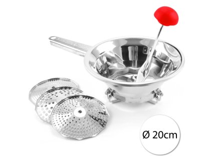 48028 cookcase art 370 rucny nerezovy pasirovac 3 vymenitelne sitka 20cm