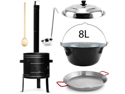 50716 perfect home pael set 67 kotlikova suprava 8l 6ks kotlina kotlik pokrievka varecha naberacka paella panvica