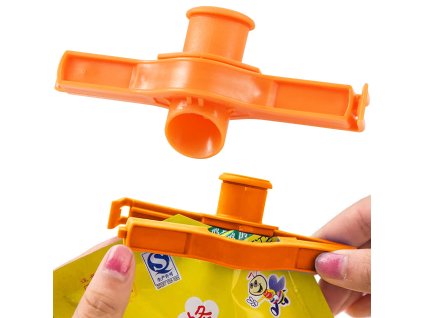 HomePRO 12418 Klips na sáčky s otvorem na sypání potravin, 11cm, oranžová