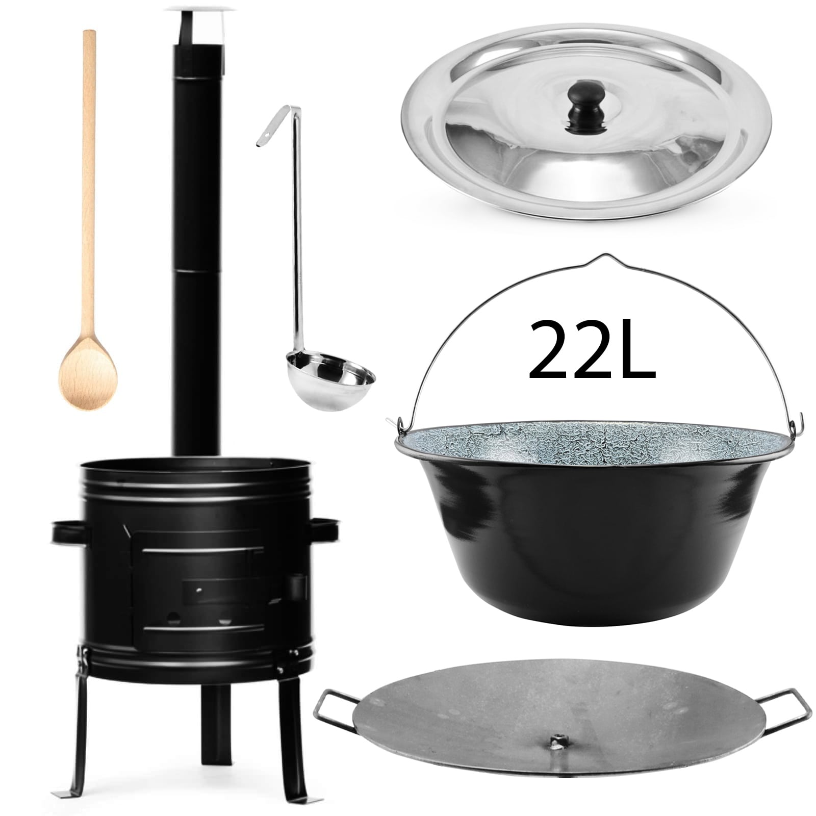 Perfect Home PL-Set-68 Kotlíková súprava 22L, 6ks – kotlina/kotlík/pokrievka/varecha/naberačka/deska