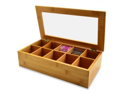 46975 perfect home 12982 bambusova krabicka na caj organizer na caje s vekom 37x20 2x9 cm hneda