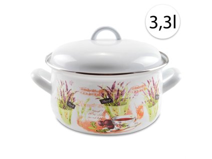 47527 perfect home 13468 smaltovany hrniec 20cm 3 3l pokrievka biely levandula