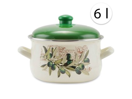 47536 perfect home 14830 smaltovany hrniec 24cm 6l pokrievka biely oliva