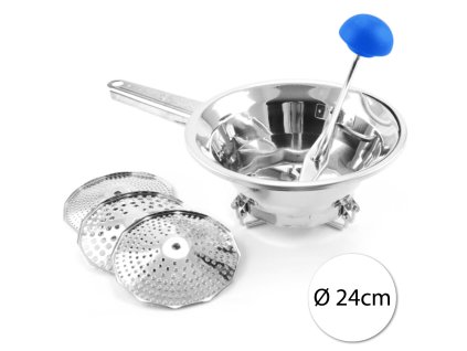 48013 cookcase art 190 rucny nerezovy pasirovac 3 vymenitelne sitka 24cm