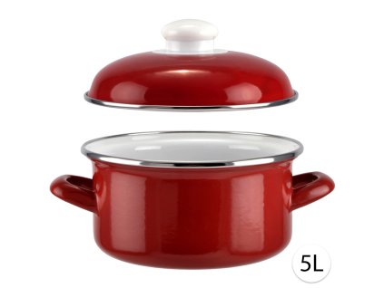 52135 perfect home smaltovany hrniec 5l s pokrievkou 26cm cervena 14458