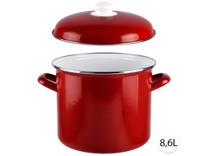 52150 perfect home smaltovany hrniec 8 6l s pokrievkou 26cm cervena 40232