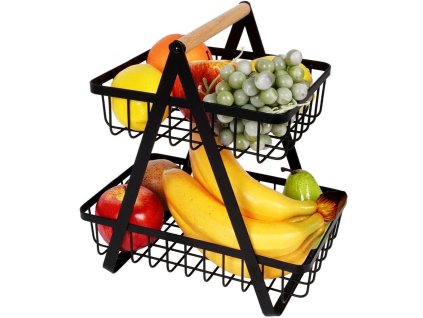 HomePRO 4682 2-poschodový košík na ovocie 27x17x29,5cm, čierna