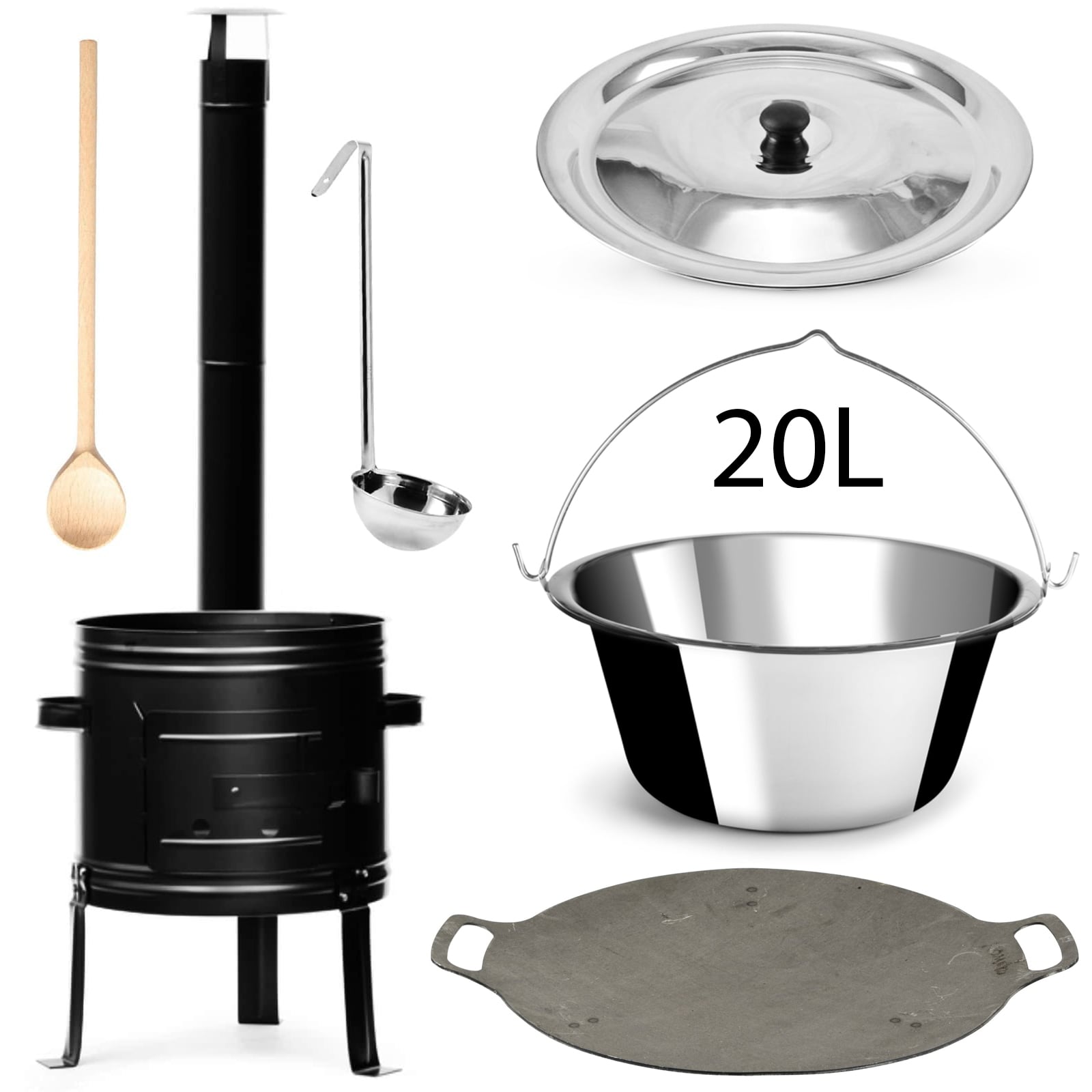 Perfect Home PL-Set-76 Kotlíková súprava 20L, 6ks – kotlina/kotlík/pokrievka/varecha/naberačka/platňa